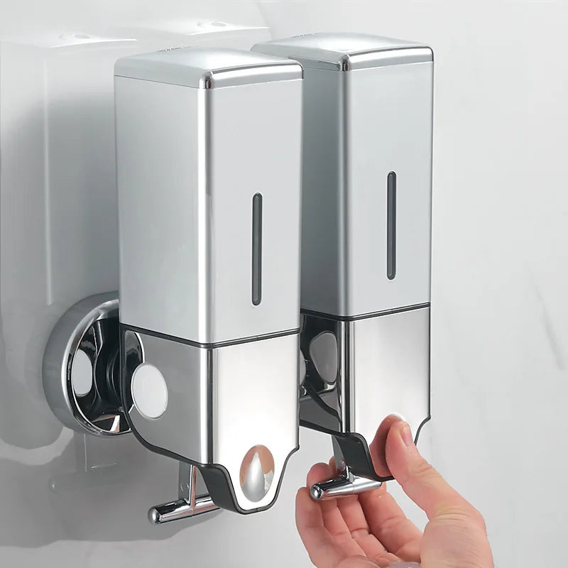 Wall-Mounted Liquid Soap Dispenser for Shampoo and Conditioner Square
