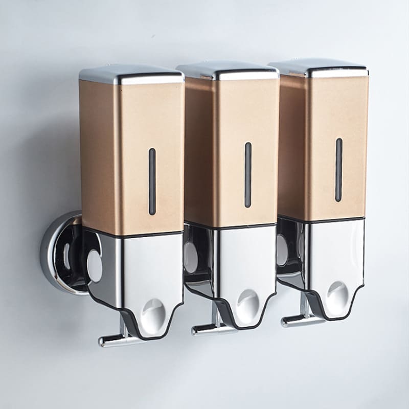 Wall-Mounted Liquid Soap Dispenser for Shampoo and Conditioner Square