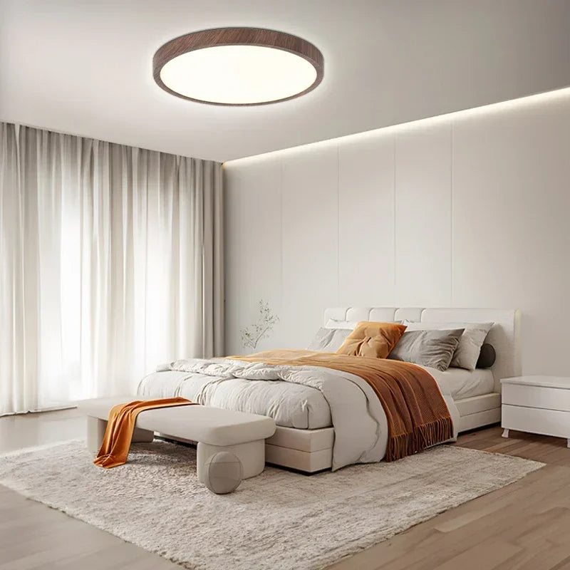Round Wooden Surface-Mounted LED Ceiling Light