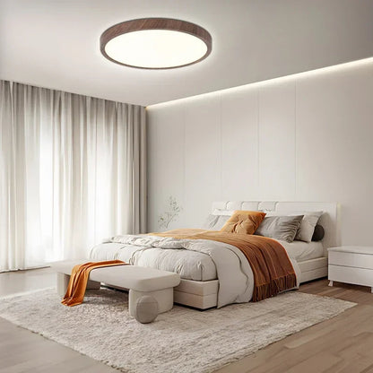 Round Wooden Surface-Mounted LED Ceiling Light