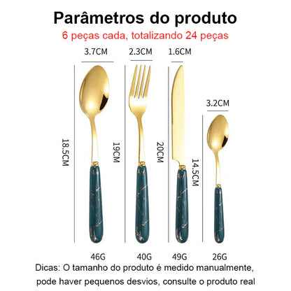 Gold Cutlery Set 24 Pieces