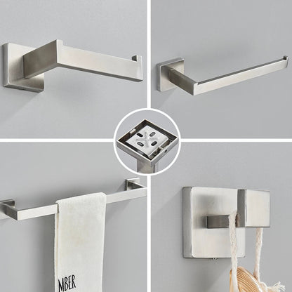 Complete 4-Piece Bathroom Accessories Set Inox 40/60cm Brushed Gold Towel Rail