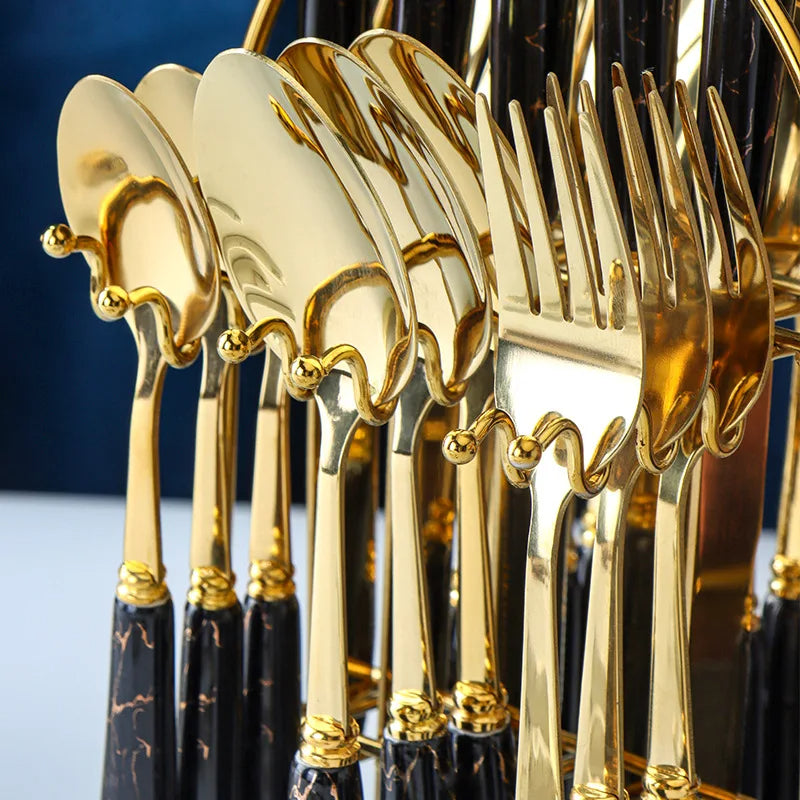 Gold Cutlery Set 24 Pieces