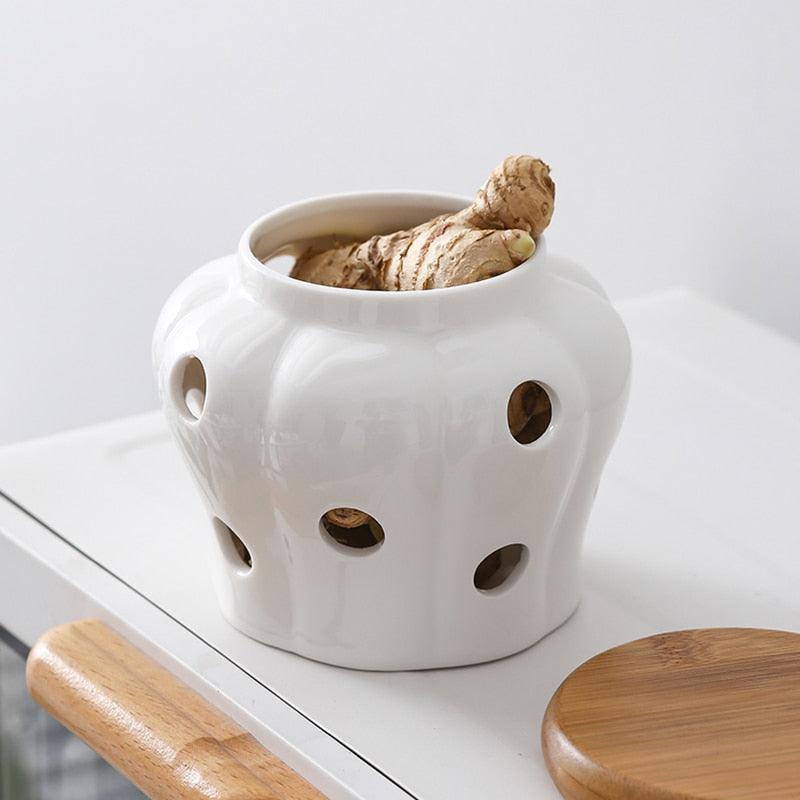 Breathable Ceramic Garlic Pot