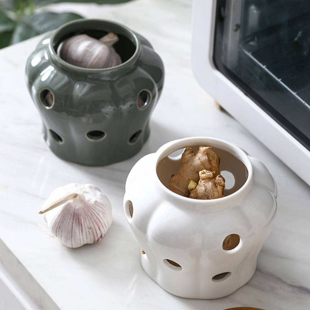 Breathable Ceramic Garlic Pot