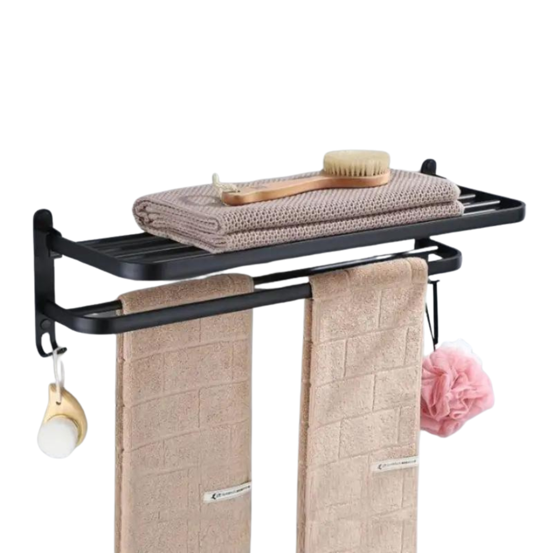 Double Towel Rail in Matte Black