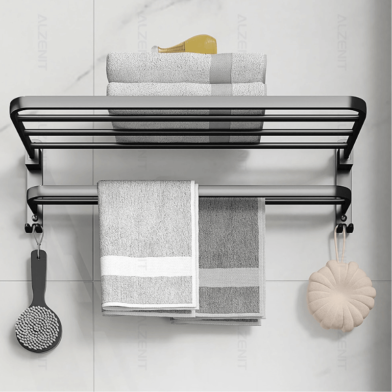 Double Towel Rail in Matte Black