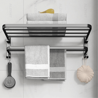 Double Towel Rail in Matte Black