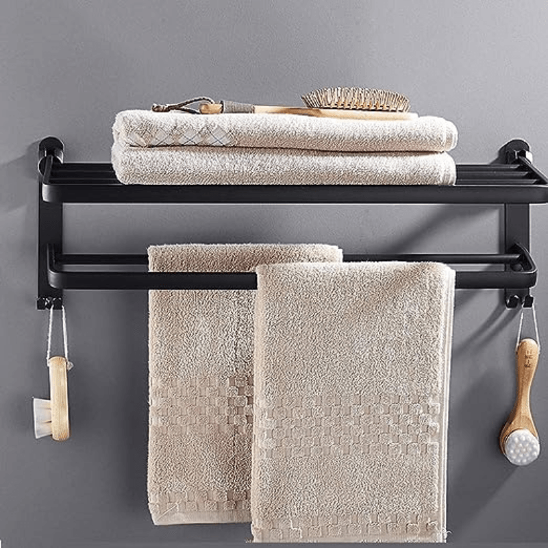 Double Towel Rail in Matte Black